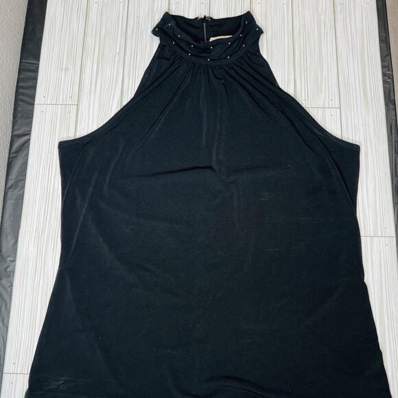 Michael Kors Black Sleeveless High Neck Embroidered Halter Top - Picture 1 of 10